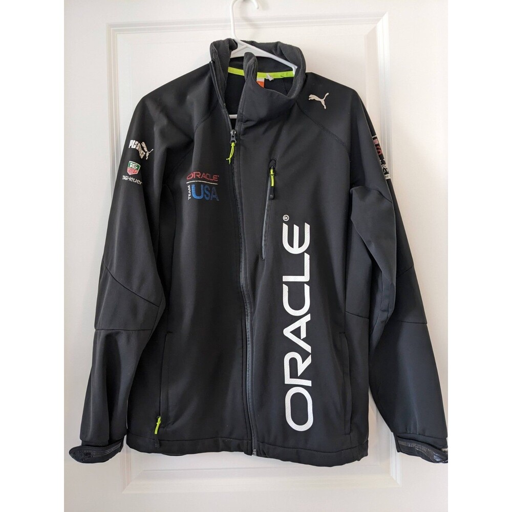 Puma Oracle Team Jacket Mens Medium Black USA Americas Cup SoftShell Full Zip